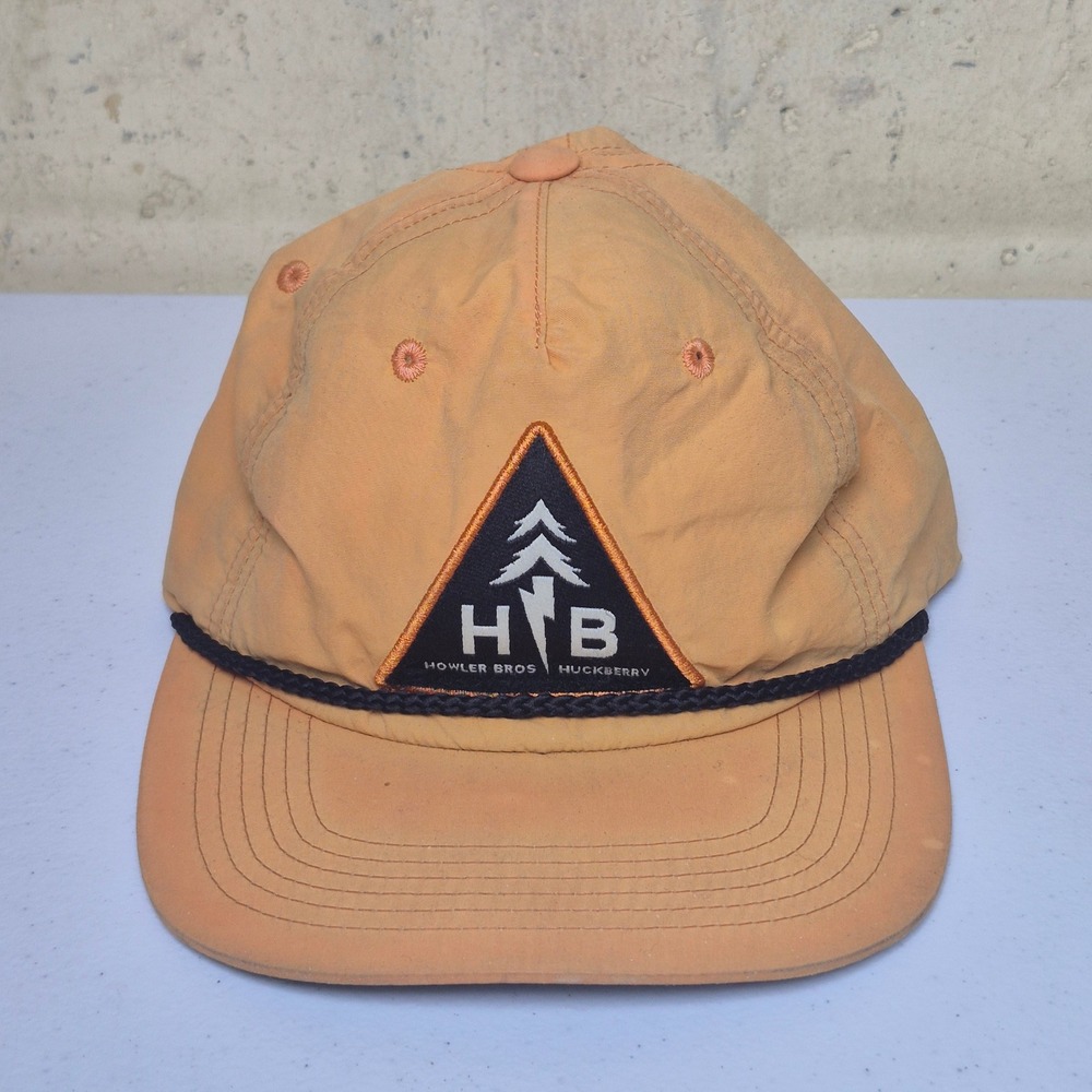 Howler Bros x Huckberry Hat Orange Nylon Adjustable Snapback Rope Cap
